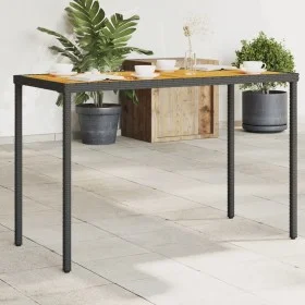 Garden table black PE rattan wooden surface 115x54x74 cm by , Garden tables - Ref: Foro24-365077, Price: 85,89 €, Discount: %