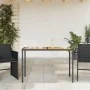 Mesa de jardín superficie de madera ratán PE negro 115x54x74 cm de , Mesas de jardín - Ref: Foro24-365077, Precio: 86,24 €, D...