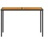 Mesa de jardín superficie de madera ratán PE negro 115x54x74 cm de , Mesas de jardín - Ref: Foro24-365077, Precio: 86,24 €, D...