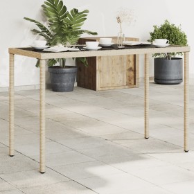 Gartentisch Glasoberfläche PE Rattan Beige 115x54x74 cm von , Gartentische - Ref: Foro24-365075, Preis: 60,45 €, Rabatt: %