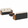 7-teiliges Garten-Essset und schwarze Kissen aus synthetischem Rattan von , Gartensets - Ref: Foro24-3259872, Preis: 455,14 €...