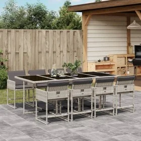 Garden dining set 9 pieces with light gray synthetic rattan cushions by , Garden sets - Ref: Foro24-3211283, Price: 615,83 €,...