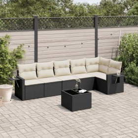 7-teiliges Garten-Essset und schwarze Kissen aus synthetischem Rattan von , Gartensets - Ref: Foro24-3252533, Preis: 435,13 €...