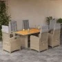 7-teiliges Garten-Essset mit beigen Kissen aus synthetischem Rattan von , Gartensets - Ref: Foro24-3212510, Preis: 1,00 €, Ra...