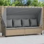 Sun lounger with hood and beige synthetic rattan cushions by , Loungers - Ref: Foro24-368356, Price: 264,41 €, Discount: %