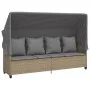 Sun lounger with hood and beige synthetic rattan cushions by , Loungers - Ref: Foro24-368356, Price: 264,41 €, Discount: %