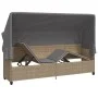 Sun lounger with hood and beige synthetic rattan cushions by , Loungers - Ref: Foro24-368356, Price: 264,41 €, Discount: %