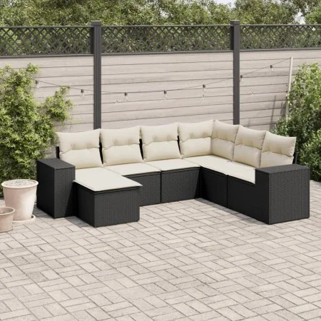 7-piece garden dining set and black synthetic rattan cushions by , Garden sets - Ref: Foro24-3255233, Price: 436,81 €, Discou...
