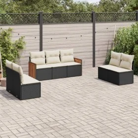 7-piece garden dining set and black synthetic rattan cushions by , Garden sets - Ref: Foro24-3259956, Price: 413,64 €, Discou...