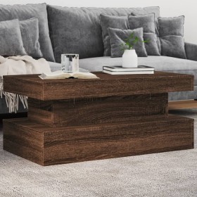 Mesa de centro con luces LED marrón roble 90x50x40 cm de , Mesas de centro - Ref: Foro24-839853, Precio: 99,28 €, Descuento: %