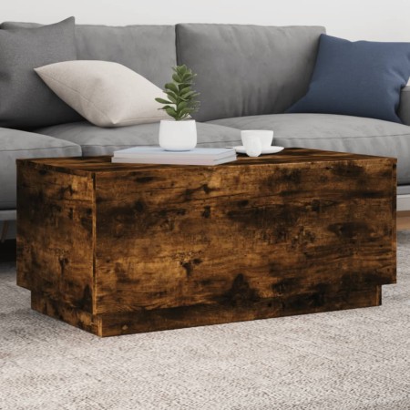 Mesa de centro con luces LED roble ahumado 90x50x40 cm de , Mesas de centro - Ref: Foro24-839879, Precio: 64,38 €, Descuento: %