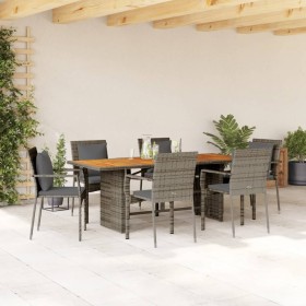 Garden dining set 7 pieces and gray synthetic rattan cushions by , Garden sets - Ref: Foro24-3213500, Price: 579,35 €, Discou...