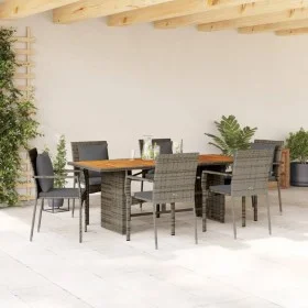 Garden dining set 7 pieces and gray synthetic rattan cushions by , Garden sets - Ref: Foro24-3213500, Price: 583,58 €, Discou...