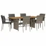 Garden dining set 7 pieces and gray synthetic rattan cushions by , Garden sets - Ref: Foro24-3213500, Price: 583,58 €, Discou...