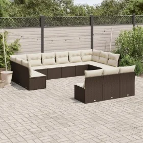 Garden sofa set with cushions 13 pieces brown PE rattan by , Garden sets - Ref: Foro24-3218393, Price: 812,29 €, Discount: %