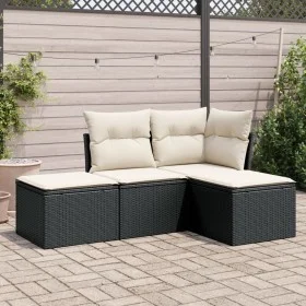4-piece garden sofa set with black synthetic rattan cushions by , Garden sets - Ref: Foro24-3249315, Price: 226,21 €, Discoun...