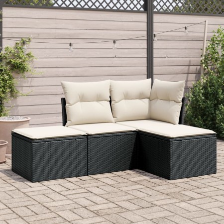 4-piece garden sofa set with black synthetic rattan cushions by , Garden sets - Ref: Foro24-3249315, Price: 224,81 €, Discoun...