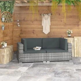 Modulares Ecksofa mit 2-teiligen Kissen aus grauem PE-Rattan. von vidaXL, Modulare Sofas für den Außenbereich - Ref: Foro24-4...
