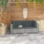 Modulares Ecksofa mit 2-teiligen Kissen aus grauem PE-Rattan. von vidaXL, Modulare Sofas für den Außenbereich - Ref: Foro24-4...