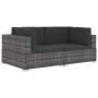 Modulares Ecksofa mit 2-teiligen Kissen aus grauem PE-Rattan. von vidaXL, Modulare Sofas für den Außenbereich - Ref: Foro24-4...
