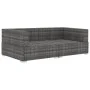Modulares Ecksofa mit 2-teiligen Kissen aus grauem PE-Rattan. von vidaXL, Modulare Sofas für den Außenbereich - Ref: Foro24-4...