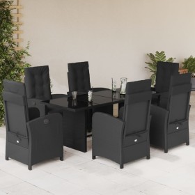 7-teiliges Garten-Essset und schwarze Kissen aus synthetischem Rattan von , Gartensets - Ref: Foro24-3212488, Preis: 858,23 €...