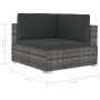 Modulares Ecksofa mit 2-teiligen Kissen aus grauem PE-Rattan. von vidaXL, Modulare Sofas für den Außenbereich - Ref: Foro24-4...