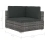 Modulares Ecksofa mit 2-teiligen Kissen aus grauem PE-Rattan. von vidaXL, Modulare Sofas für den Außenbereich - Ref: Foro24-4...