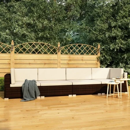 4-teilige Gartensofagarnitur und braune synthetische Rattankissen von vidaXL, Gartensets - Ref: Foro24-47269, Preis: 342,89 €...