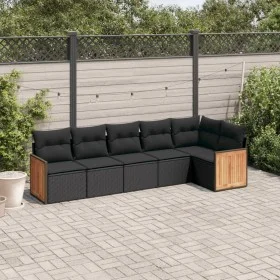 6-piece garden sofa set and black synthetic rattan cushions by , Garden sets - Ref: Foro24-3260067, Price: 400,56 €, Discount: %