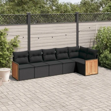6-piece garden sofa set and black synthetic rattan cushions by , Garden sets - Ref: Foro24-3260067, Price: 400,56 €, Discount: %