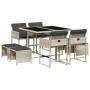 Garden dining set 9 pieces with light gray synthetic rattan cushions by , Garden sets - Ref: Foro24-3211319, Price: 373,31 €,...