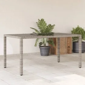 Garden table glass surface PE rattan gray 150x90x75 cm by , Garden tables - Ref: Foro24-365532, Price: 162,96 €, Discount: %