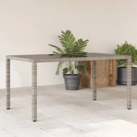 Gartentisch Glasoberfläche PE Rattan grau 150x90x75 cm von , Gartentische - Ref: Foro24-365532, Preis: 162,96 €, Rabatt: %