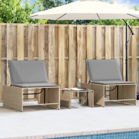 Sun loungers with table 2 units beige synthetic rattan by , Loungers - Ref: Foro24-368425, Price: 186,30 €, Discount: %