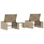 Tumbonas con mesita 2 unidades ratán sintético beige de , Tumbonas - Ref: Foro24-368425, Precio: 182,96 €, Descuento: %