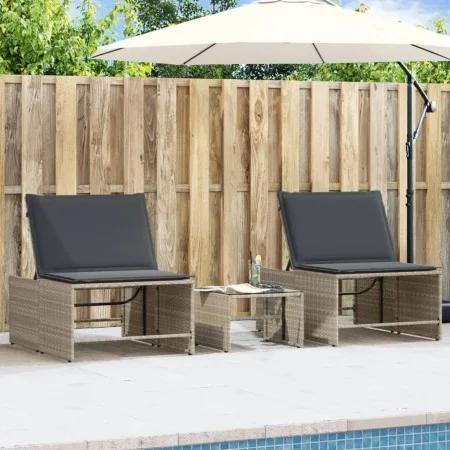 Sun loungers with table 2 units light gray synthetic rattan by , Loungers - Ref: Foro24-368427, Price: 183,59 €, Discount: %