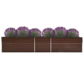 Braunes Blumenbeet aus verzinktem Stahl, 400 x 80 x 45 cm von vidaXL, Töpfe und Pflanzgefäße - Ref: Foro24-47058, Preis: 85,1...