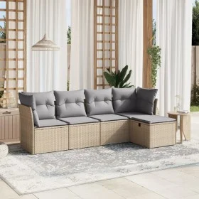 Gartensofa-Set mit beigem Kissenmix, 5-teilig aus PE-Rattan von , Gartensets - Ref: Foro24-3263135, Preis: 291,69 €, Rabatt: %