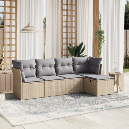 Juego de sofás jardín con cojines beige mezcla 5 pzas ratán PE de , Conjuntos de jardín - Ref: Foro24-3263135, Precio: 297,32...