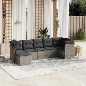 7-piece garden sofa set with gray PE rattan cushions by , Garden sets - Ref: Foro24-3263196, Price: 405,20 €, Discount: %