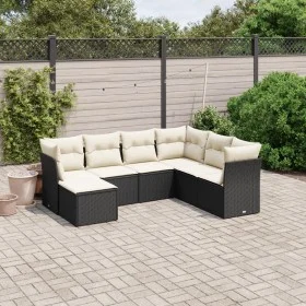 7-piece garden dining set and black synthetic rattan cushions by , Garden sets - Ref: Foro24-3263212, Price: 415,56 €, Discou...