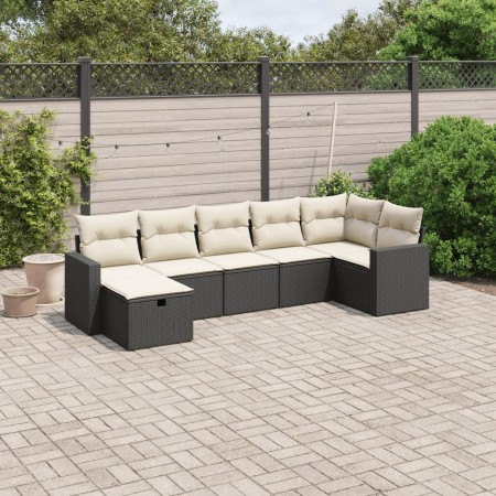 7-piece garden dining set and black synthetic rattan cushions by , Garden sets - Ref: Foro24-3263502, Price: 393,02 €, Discou...
