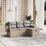 Garden sofa set with beige cushions mix 4 pieces PE rattan by , Garden sets - Ref: Foro24-3263755, Price: 254,00 €, Discount: %