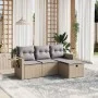 Gartensofa-Set mit beigem Kissenmix, 4-teilig aus PE-Rattan von , Gartensets - Ref: Foro24-3263755, Preis: 254,56 €, Rabatt: %
