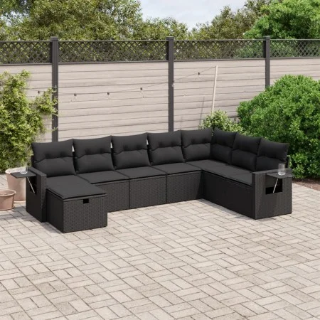 8-teiliges Gartensofa-Set und schwarze synthetische Rattankissen von , Gartensets - Ref: Foro24-3263891, Preis: 533,80 €, Rab...