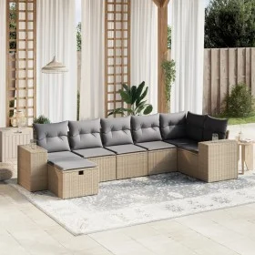 Gartensofa-Set mit beigem Kissenmix, 7-teilig aus PE-Rattan von , Gartensets - Ref: Foro24-3264455, Preis: 460,48 €, Rabatt: %