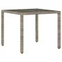 Garden table glass surface PE rattan gray 90x90x75 cm by , Garden tables - Ref: Foro24-365526, Price: 119,98 €, Discount: %