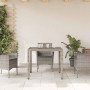 Gartentisch Glasoberfläche PE Rattan grau 90x90x75 cm von , Gartentische - Ref: Foro24-365526, Preis: 106,10 €, Rabatt: %