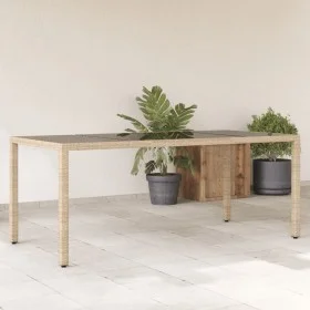 Garden table glass surface PE rattan beige 190x90x75 cm by , Garden tables - Ref: Foro24-365539, Price: 188,55 €, Discount: %